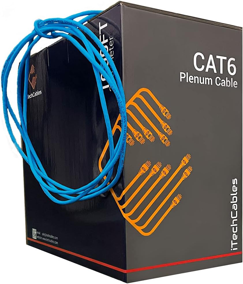 CAT6 Plenum Bulk Ethernet Cable 1000ft 23AWG 4Pair Solid Blue C969927