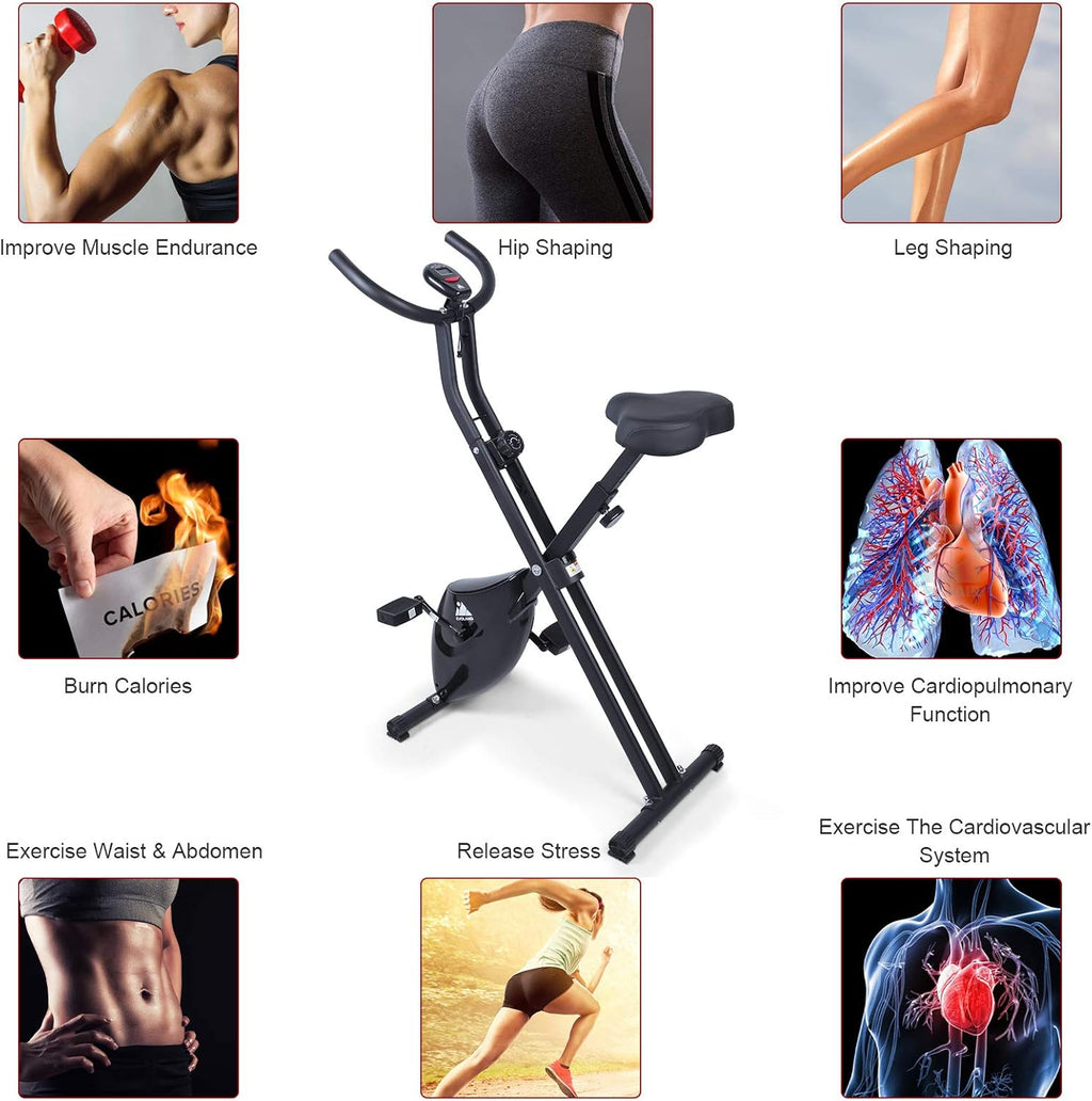 Foldable Magnetic Upright Exercise Bike with 8 Resistance Levels D409