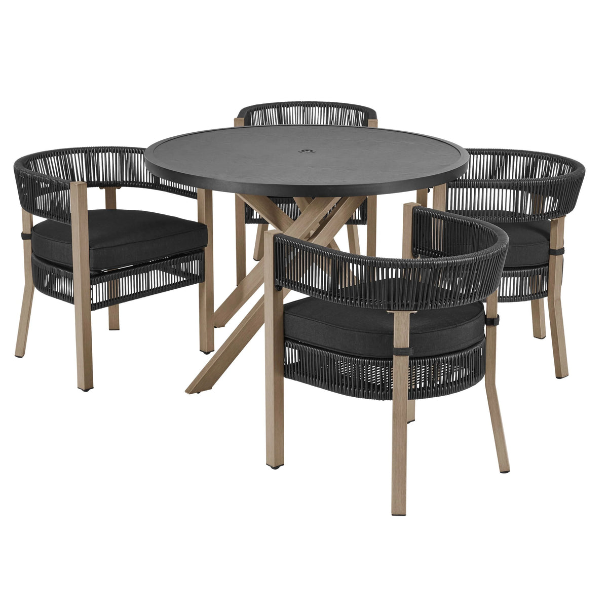 Black 5-Piece Wicker Outdoor Dining Set C796