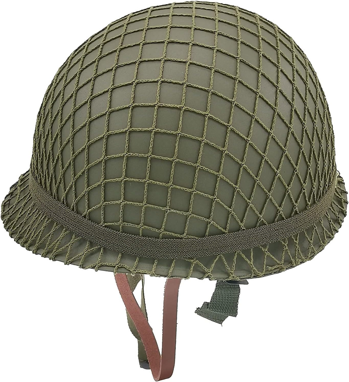 WWII US Army M1 Helmet Metal Steel Shell Replica with Net Canvas Chin Strap Cat Eye Band B94719