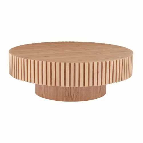 Walnut Wood Round Drum Coffee Table Y278