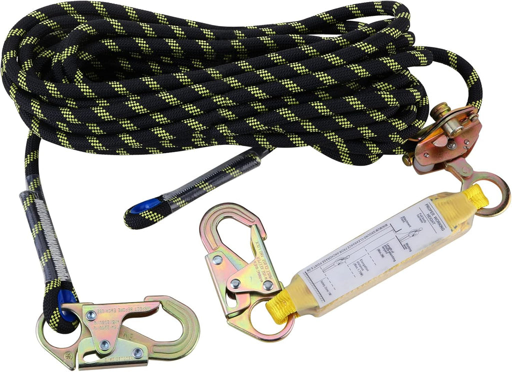 50 ft Vertical Lifeline Rope Assembly with Rope Grab Snap Hooks Y432