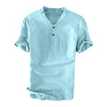 Cotton Linen Short Sleeve Henley Shirts S2966