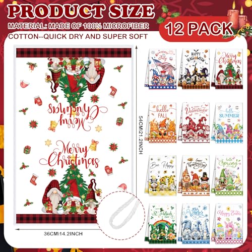 12 Pcs Seasonal Kitchen Towels Set X68732
