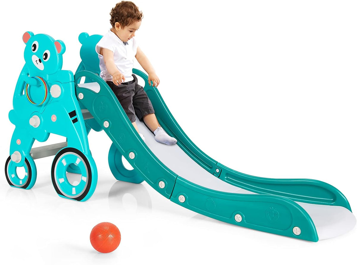 4 in 1 Folding Toddler Slide with Basketball Hoop and Ring Toss H692