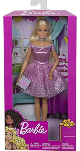 Blonde Hair Blue Eyes Doll with Pink Glitter Party Dress P10641