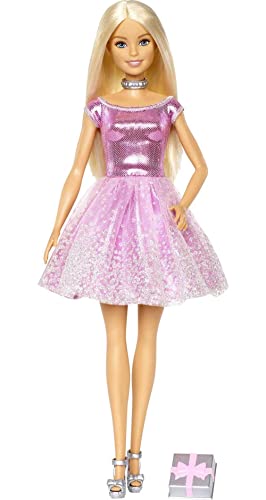 Blonde Hair Blue Eyes Doll with Pink Glitter Party Dress P10641