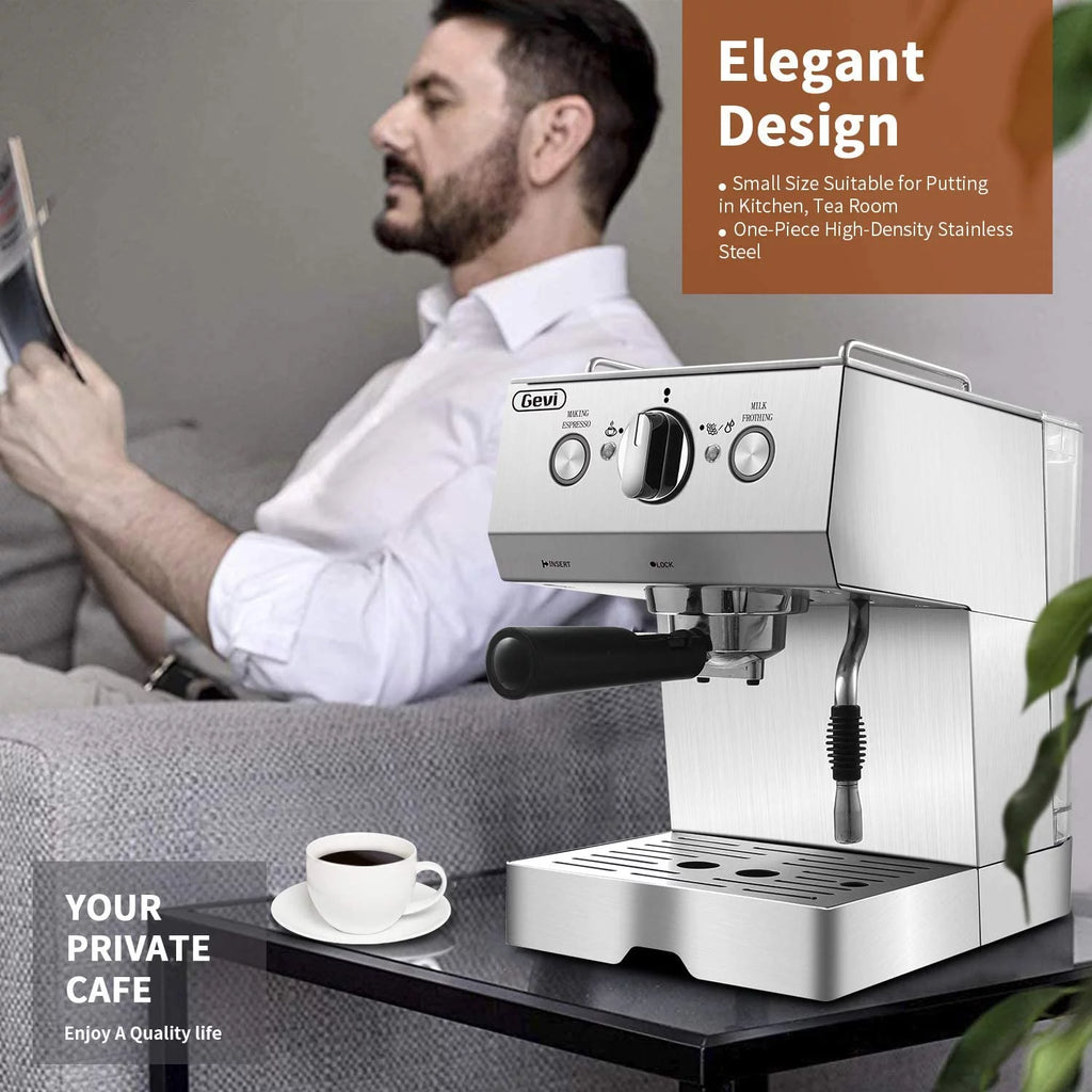 Silver Stainless Steel 15 Bar Espresso Machine N12340