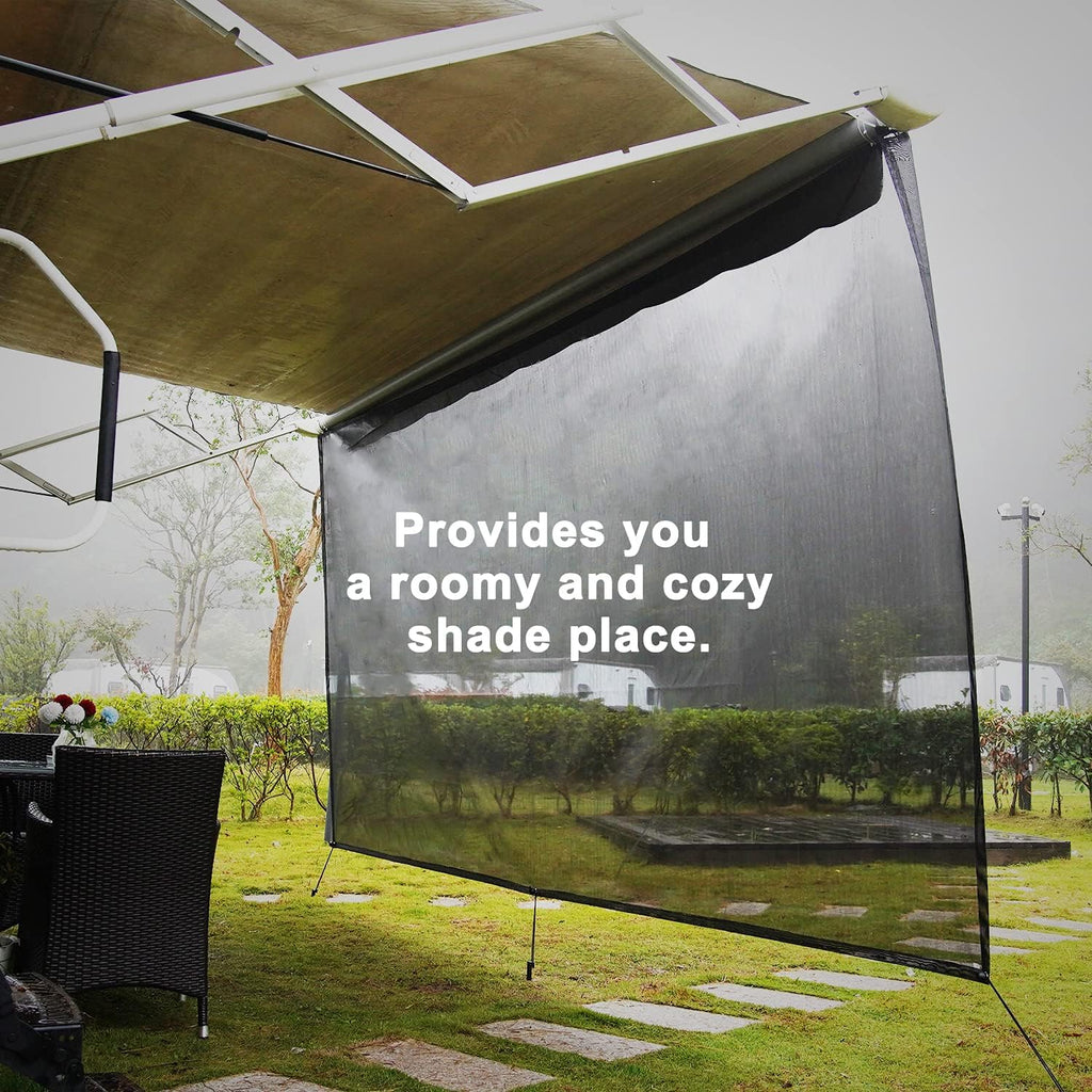 7'x15'2 Black Mesh RV Awning Sun Shade Q8612