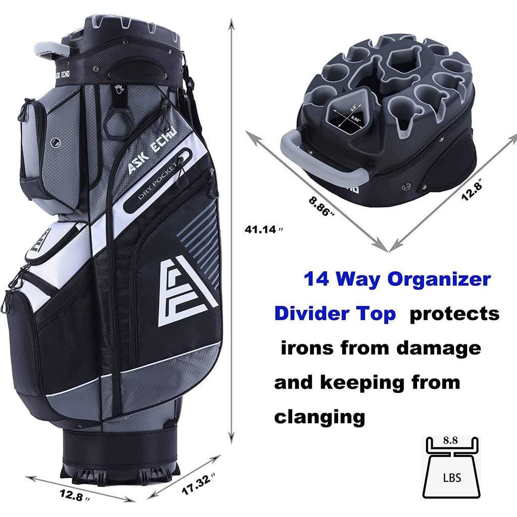 14 Way Organizer Golf Cart Bag with Rain Cover I13377