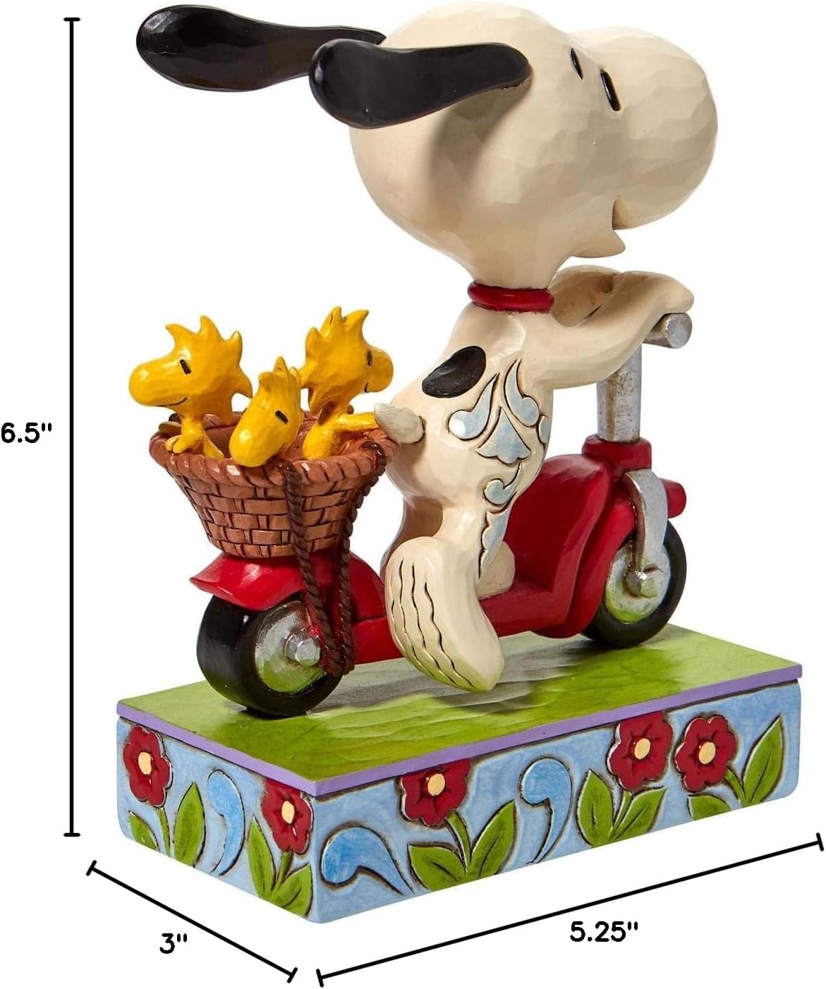 6.5 Inch Multicolor Snoopy and Woodstock Riding a Scooter Figurine T857196