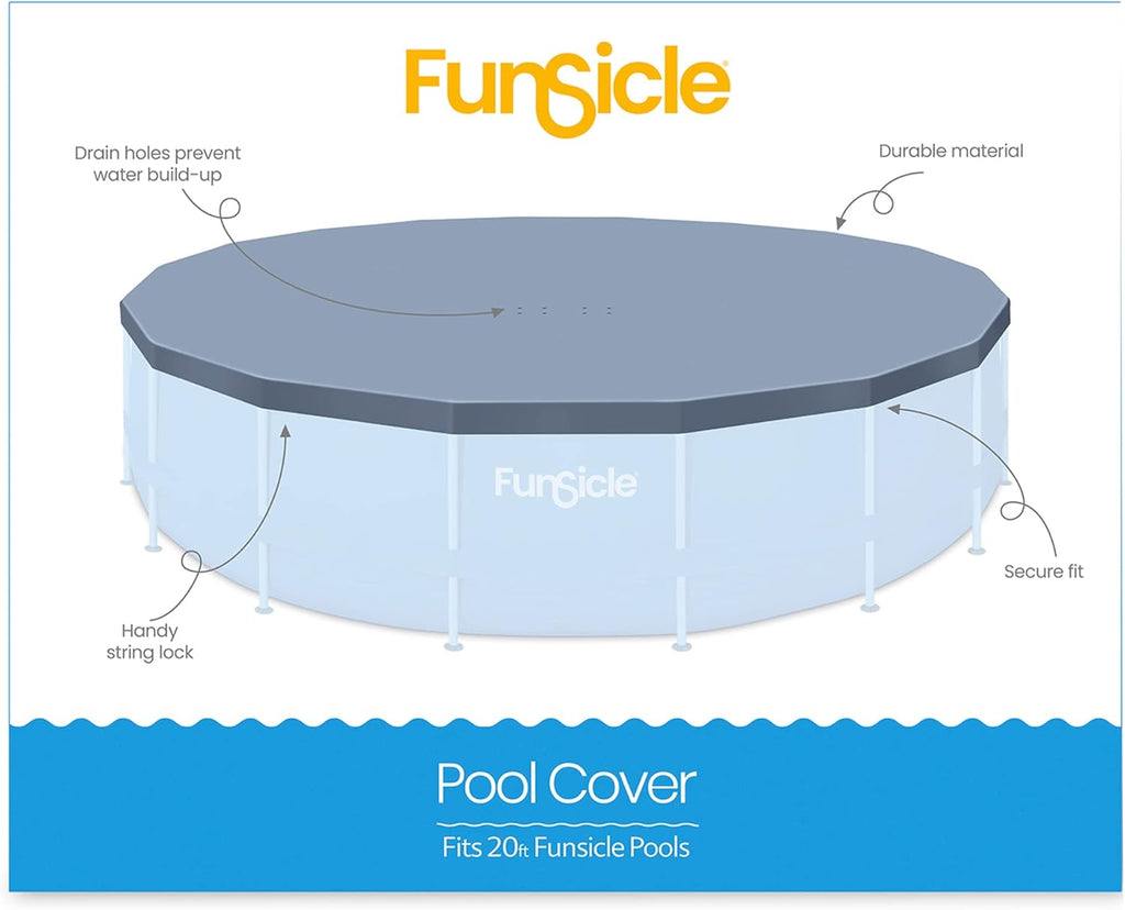 20' x 48" Round Frame Above Ground Swimming Pool with Pool Cover, Dark Herringbone Y326374