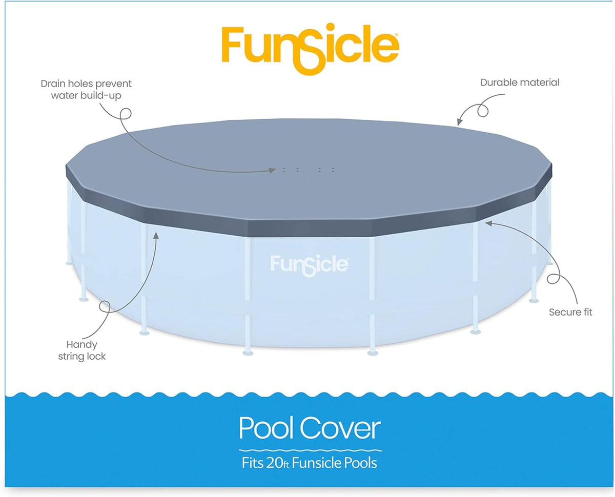 20' x 48" Round Frame Above Ground Swimming Pool with Pool Cover, Dark Herringbone Y326374