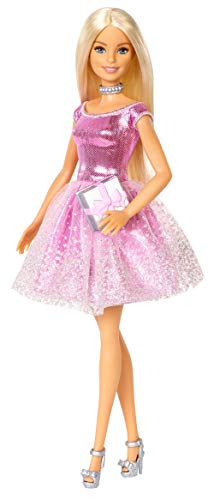 Blonde Hair Blue Eyes Doll with Pink Glitter Party Dress P10641