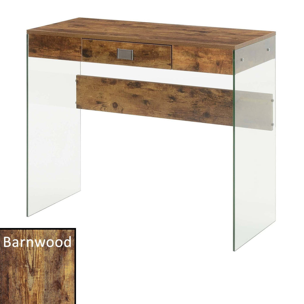 36 in. Glass Desk Gray Marble L2624