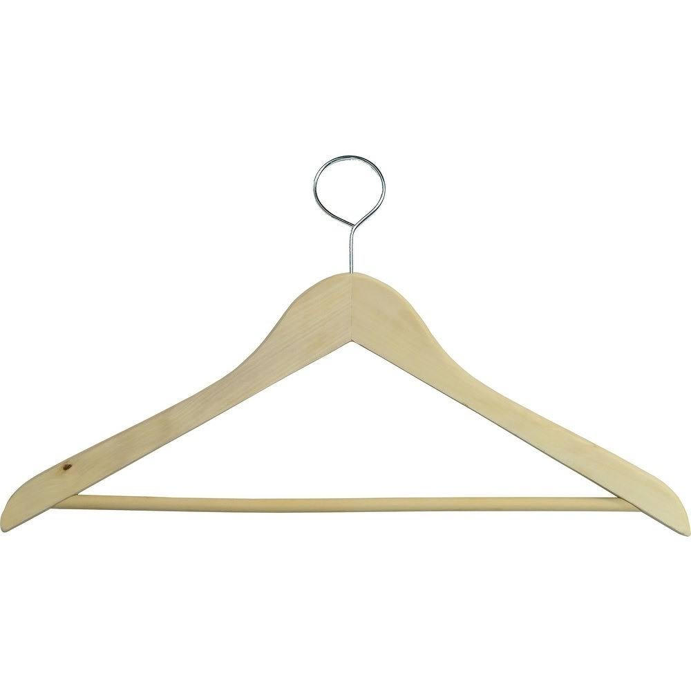 Natural Finish Wooden Hangers with Clips, Box of 50 O629