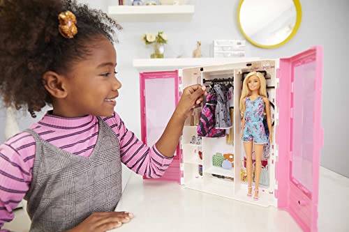 Blonde Fashion Doll & Pink Closet Playset with Clothes & 12 Accessories F563975