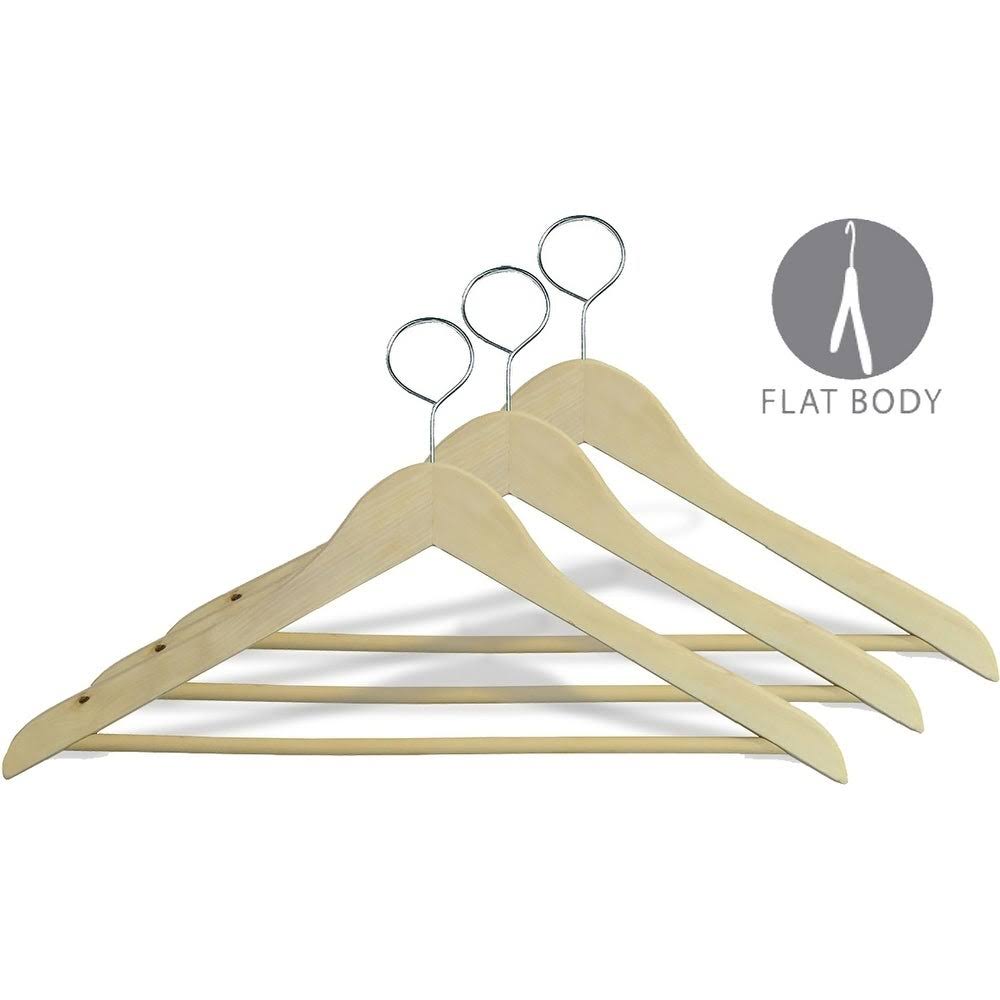 Natural Finish Wooden Hangers with Clips, Box of 50 O629