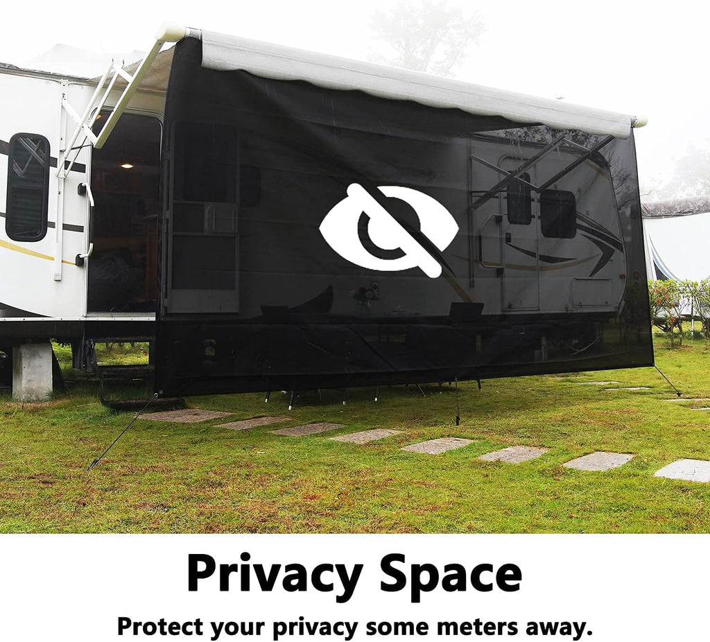 7'x15'2 Black Mesh RV Awning Sun Shade Q8612