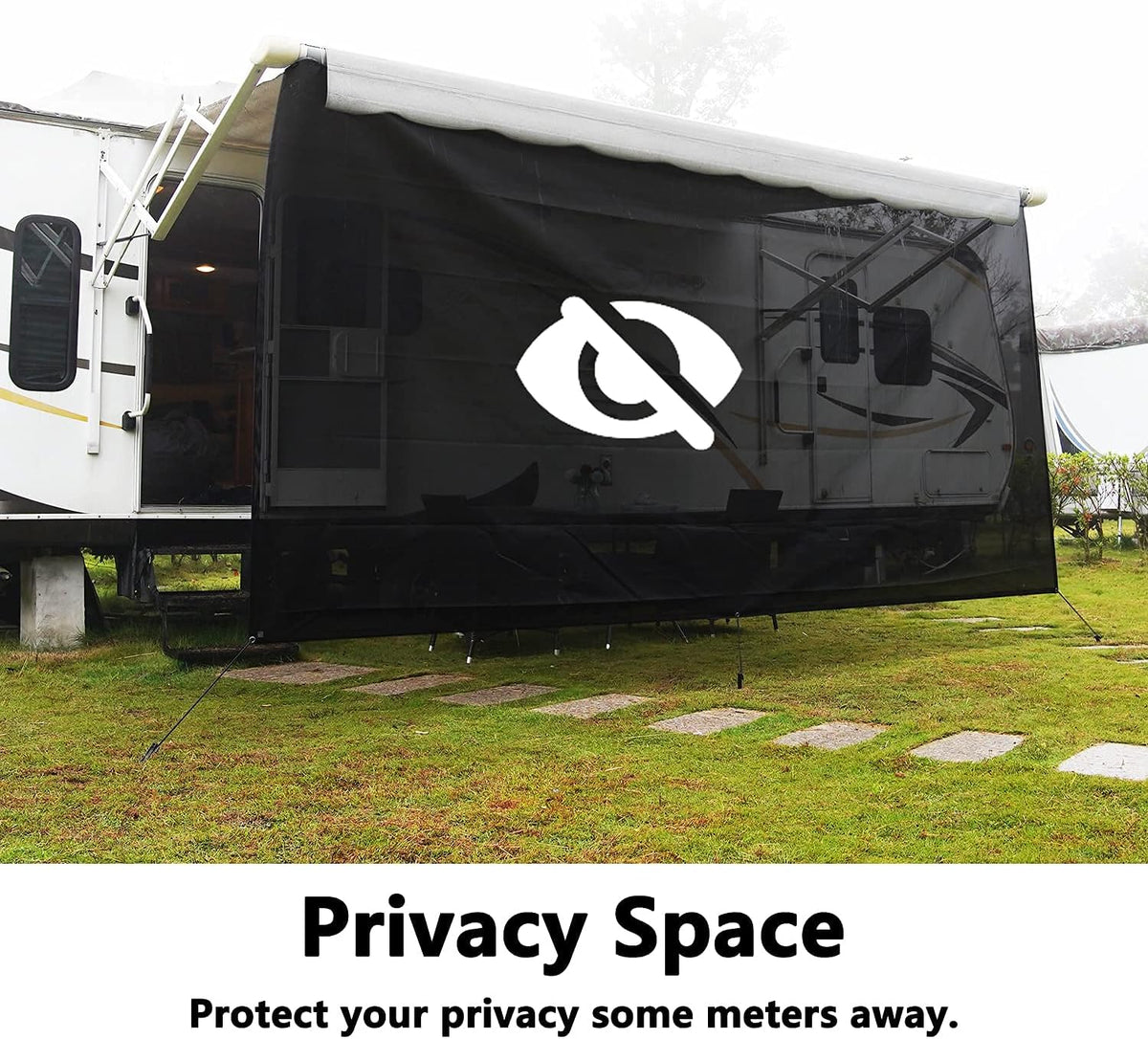 7'x15'2 Black Mesh RV Awning Sun Shade Q8612
