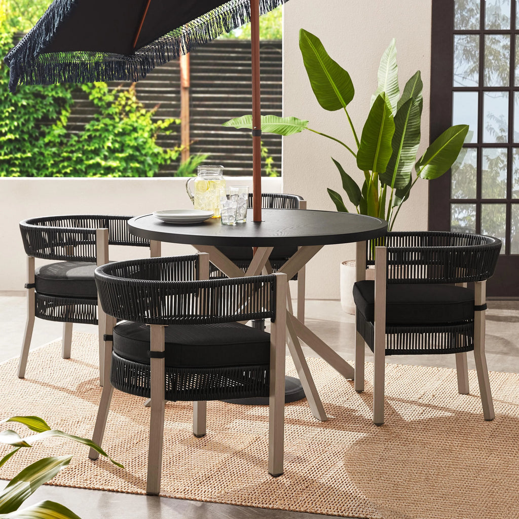 Black 5-Piece Wicker Outdoor Dining Set C796