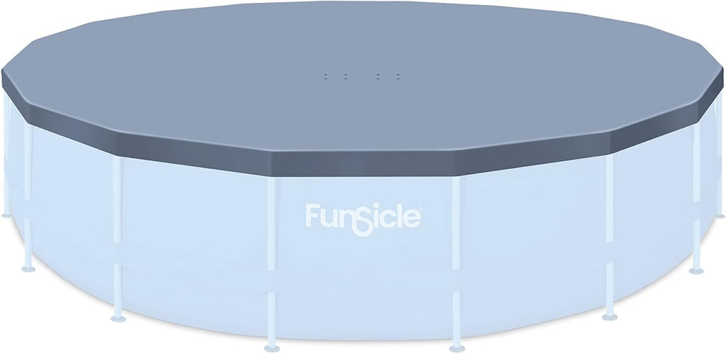 20' x 48" Round Frame Above Ground Swimming Pool with Pool Cover, Dark Herringbone Y326374