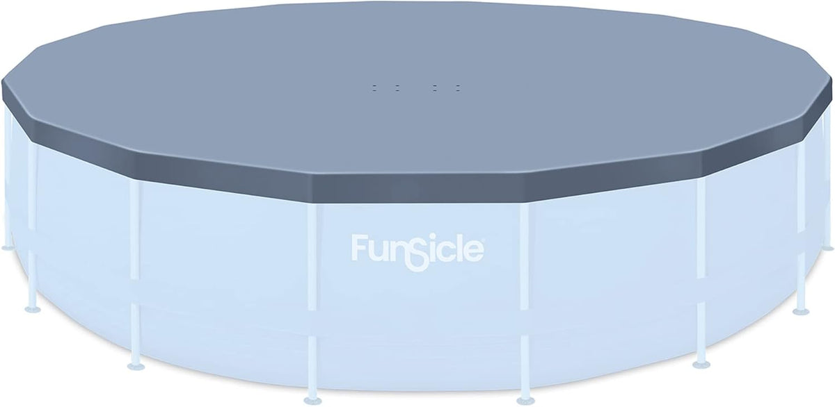 20' x 48" Round Frame Above Ground Swimming Pool with Pool Cover, Dark Herringbone Y326374