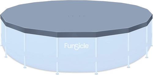 20' x 48" Round Frame Above Ground Swimming Pool with Pool Cover, Dark Herringbone Y326374