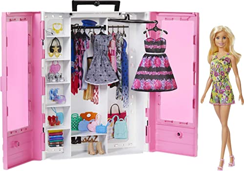 Blonde Fashion Doll & Pink Closet Playset with Clothes & 12 Accessories F563975