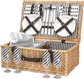 Willow Wicker Picnic Basket Set for 4 with Insulated Cooler Bag Y982981