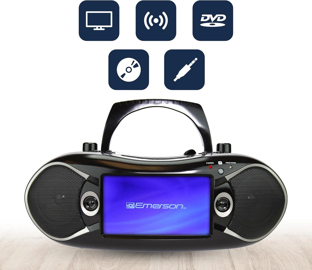 Black 7" Bluetooth DVD Boombox with AM/FM Radio M295