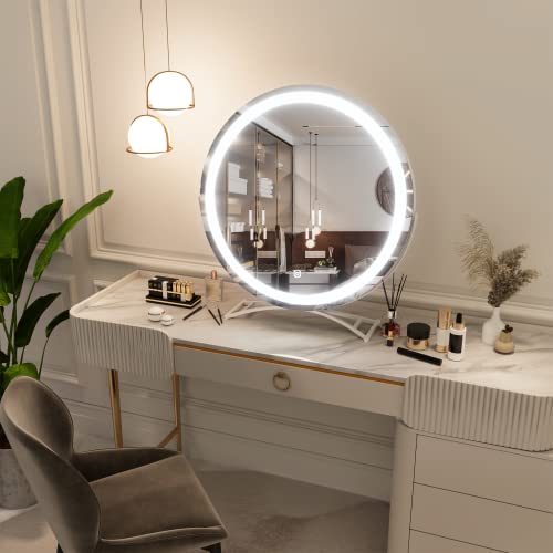 17"x15" LED Lighted Makeup Mirror with Touch Sensor 3-Color Lighting Y2061