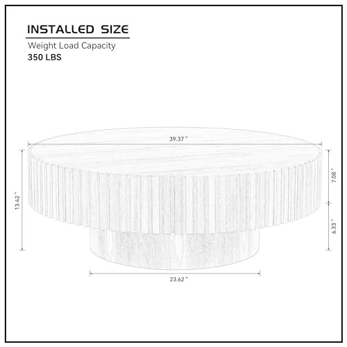 Walnut Wood Round Drum Coffee Table Y278