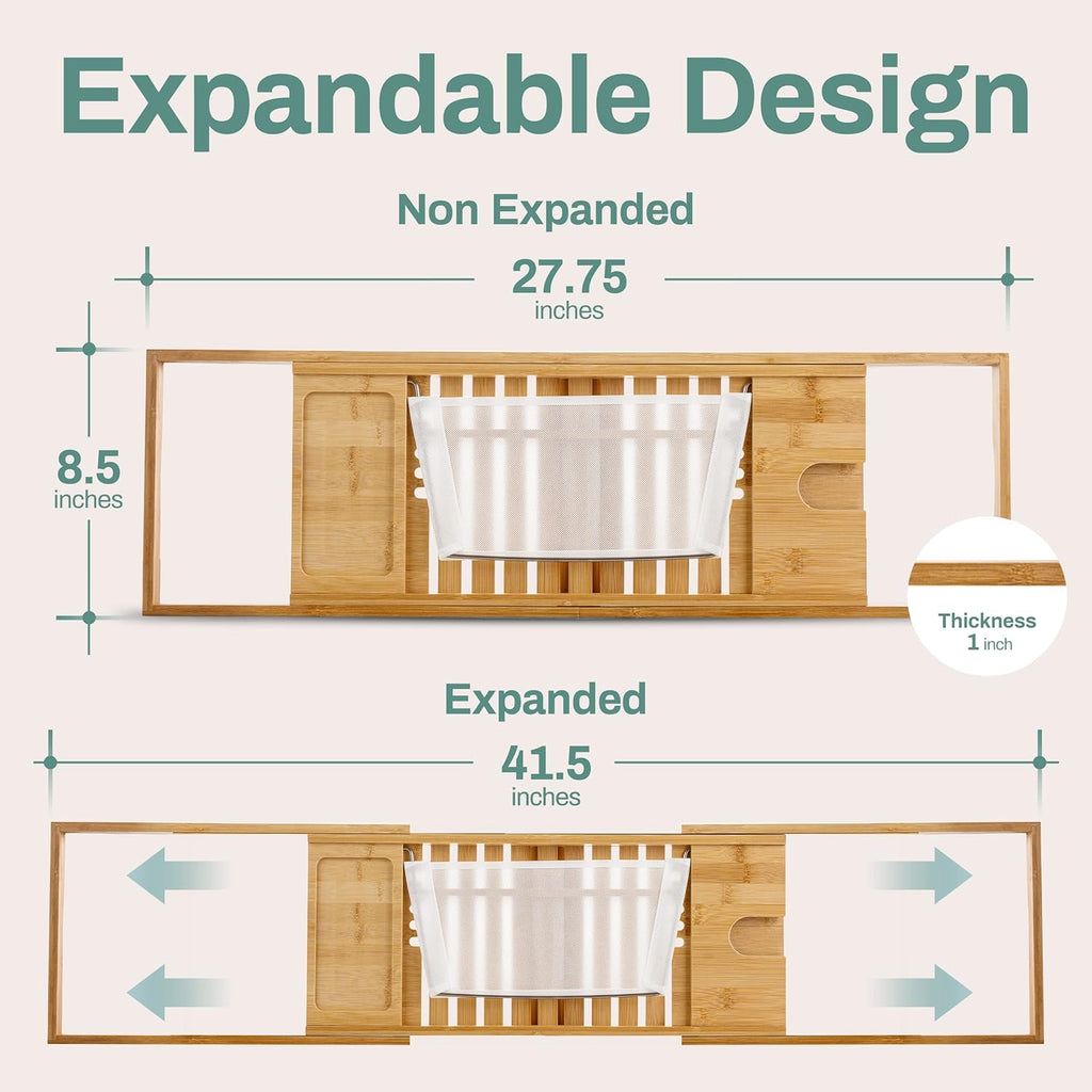 Expandable Bamboo Bath Tub Tray Caddy I47533