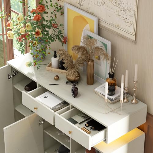 Light Grey Shoe Cabinet with 3 Doors and 2 Drawers C866