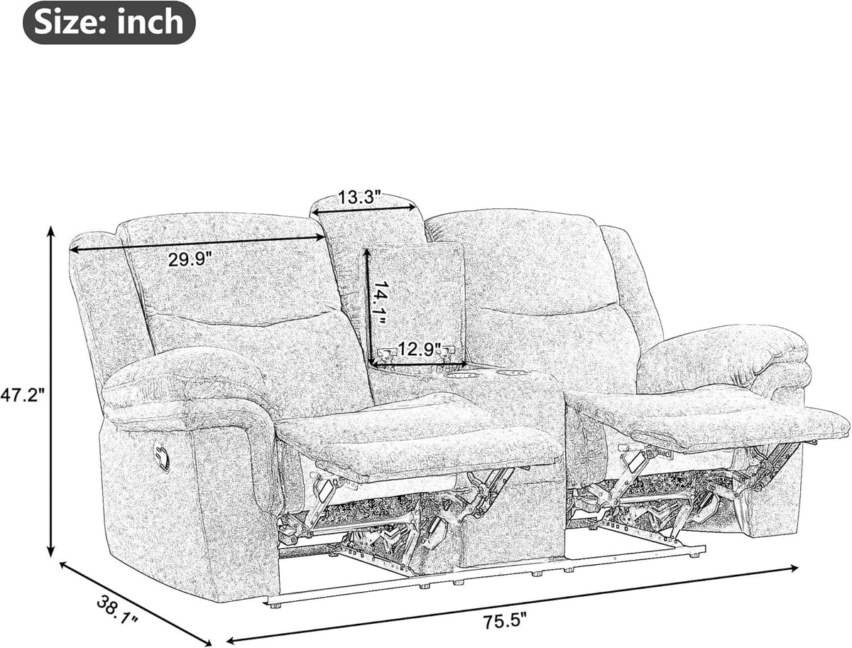 3-Piece Velvet Recliner Sofa Set with Cup Holders E429