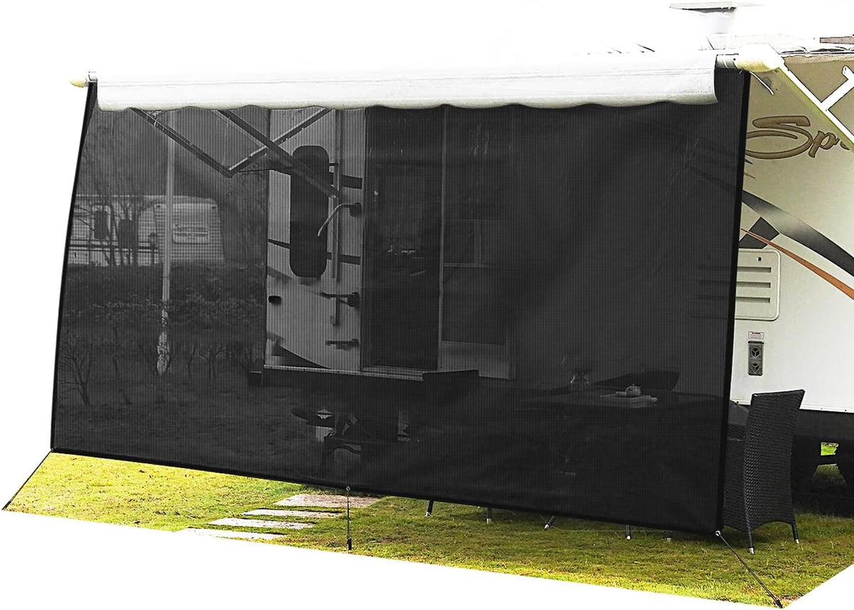 7'x15'2 Black Mesh RV Awning Sun Shade Q8612