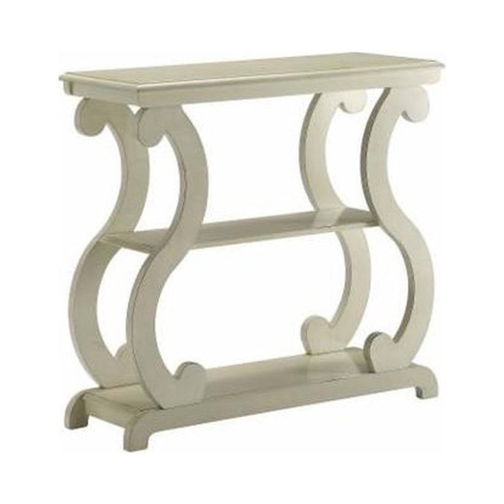 White Wooden Console Table with 2 Open Bottom Shelves R802