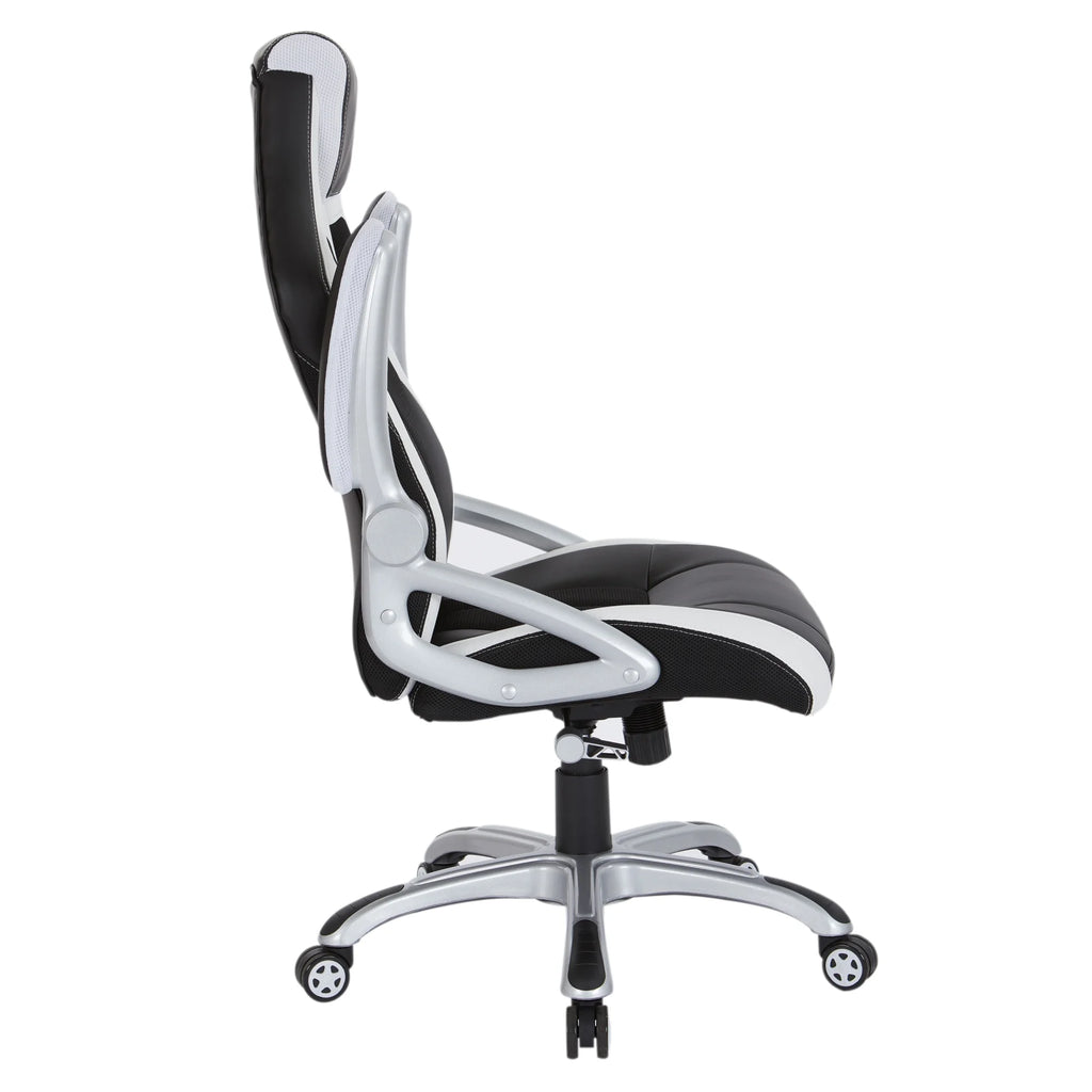 Black Chair with White Trim and Silver Base V4350