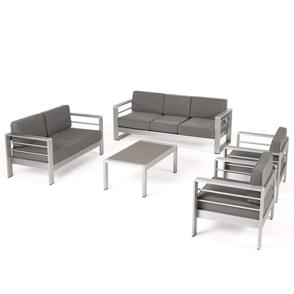 7-Seater Aluminum Patio Sofa Set with Coffee Table K8674
