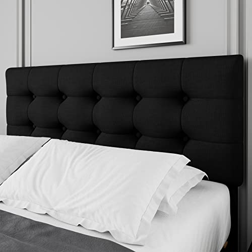 Black Queen Upholstered Platform Bed Frame with 4 Storage Drawers N13042