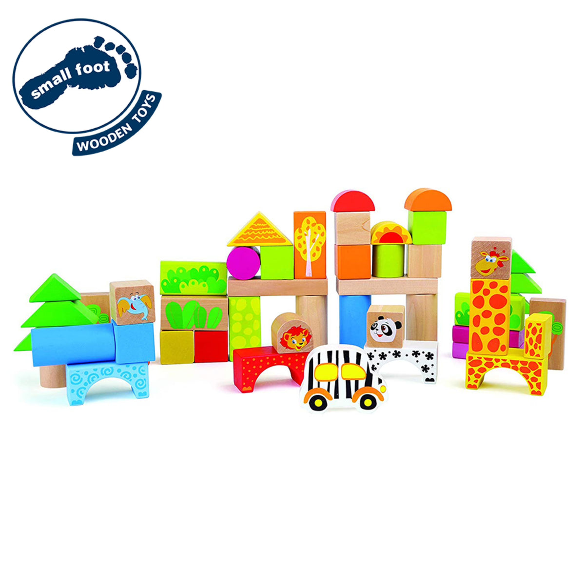 50 Piece Wooden Blocks Zoo Theme Playset Y44549