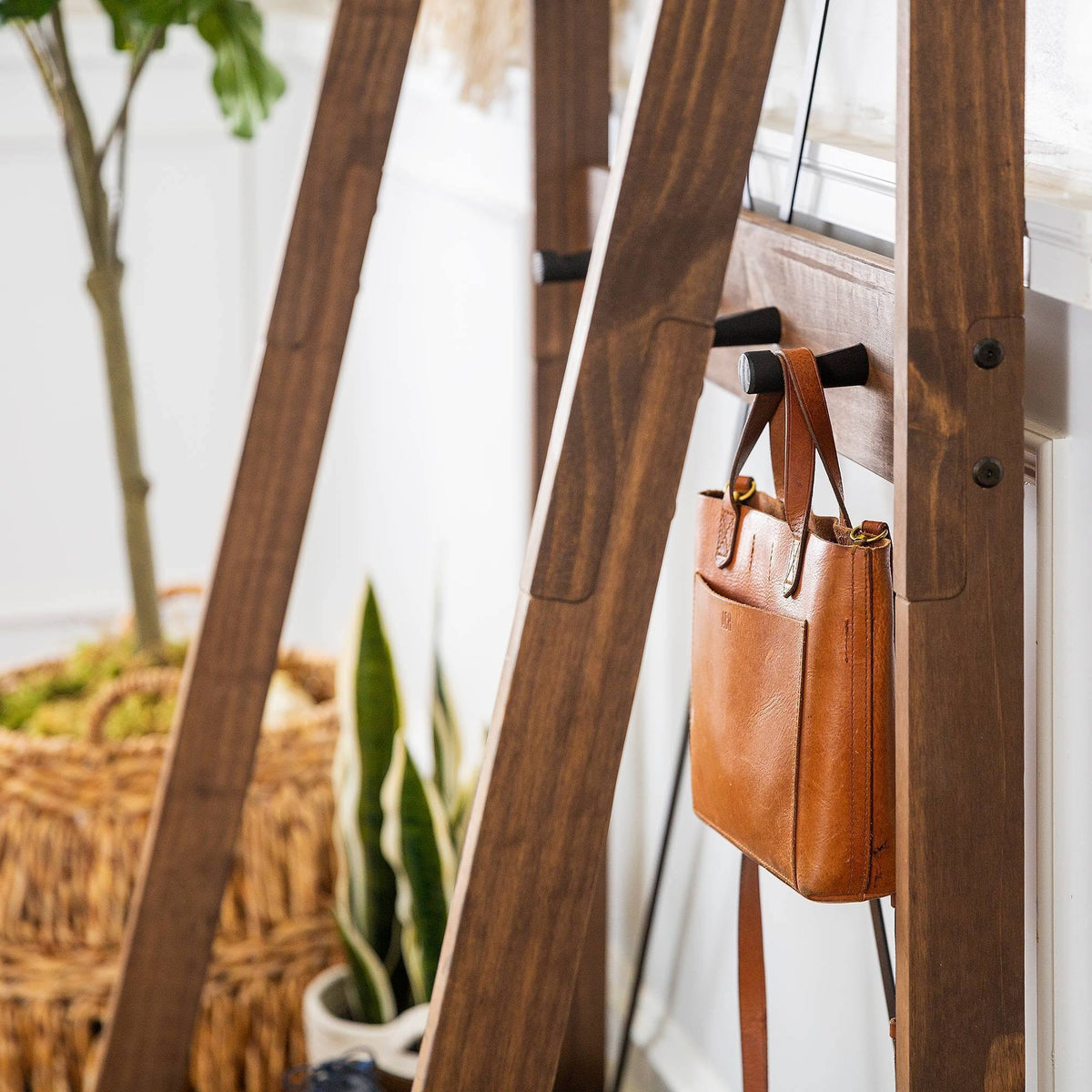 Brown Solid Wood Hall Tree E285