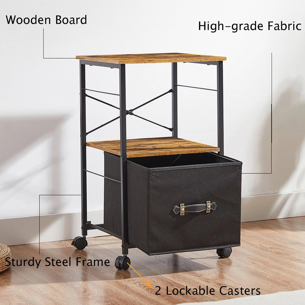 Brown 1 Drawer Mobile File Cabinet O966
