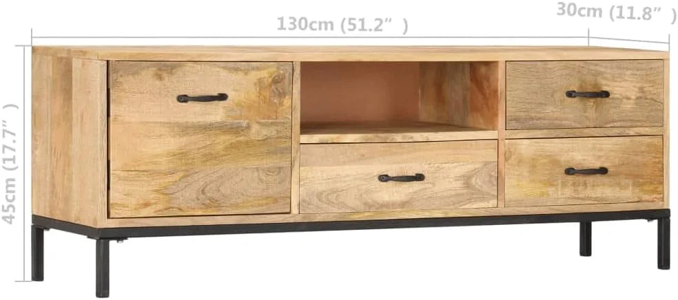 Solid Mango Wood TV Stand with Iron Tube Legs B719