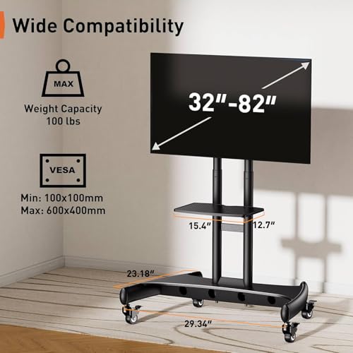 32-82 Inch Mobile TV Cart with Wheels W692