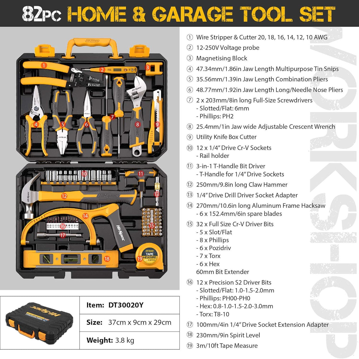 82 Piece Home & Garage Tool Kit Set G948