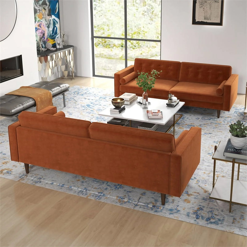 Orange Velvet 2-Piece Sofa Set G691324