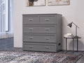 Twin XL Solid Wood Murphy Bed Chest with Mattress, Drawer & Charger, Grey C1757
