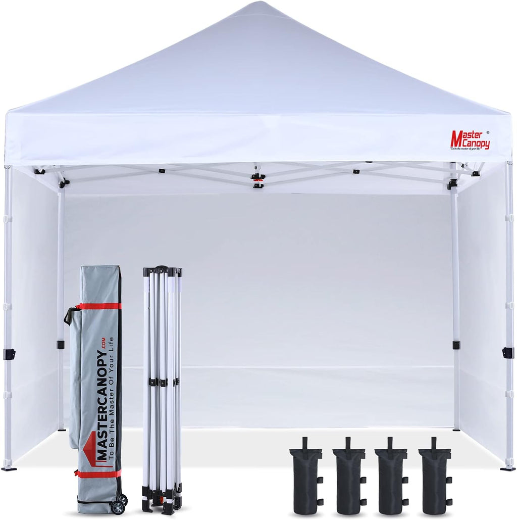 Pop-up Canopy Tent 10x10 with 4 Removable Side Walls and Roller Bag X43695